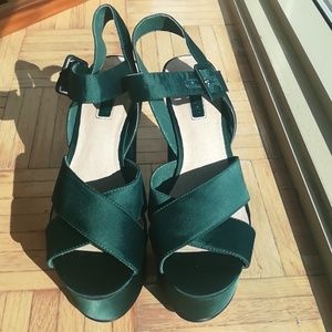 Beautiful green satin sandals from Topshop